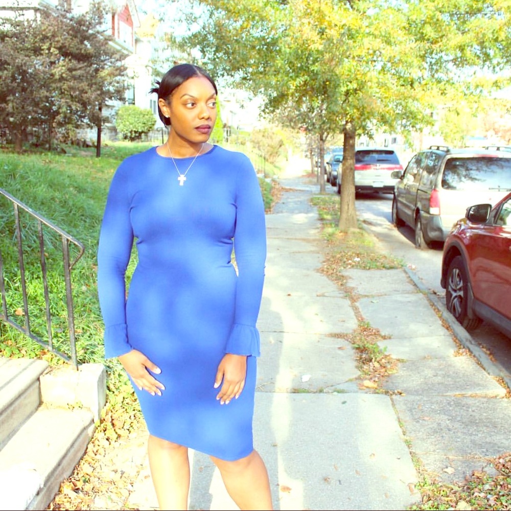 Blue midi dress